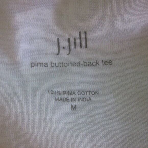 J. Jill Womens M White Pima Cotton 3/4 Slv Tee Back Button Detail Pullover Top - Picture 3 of 6